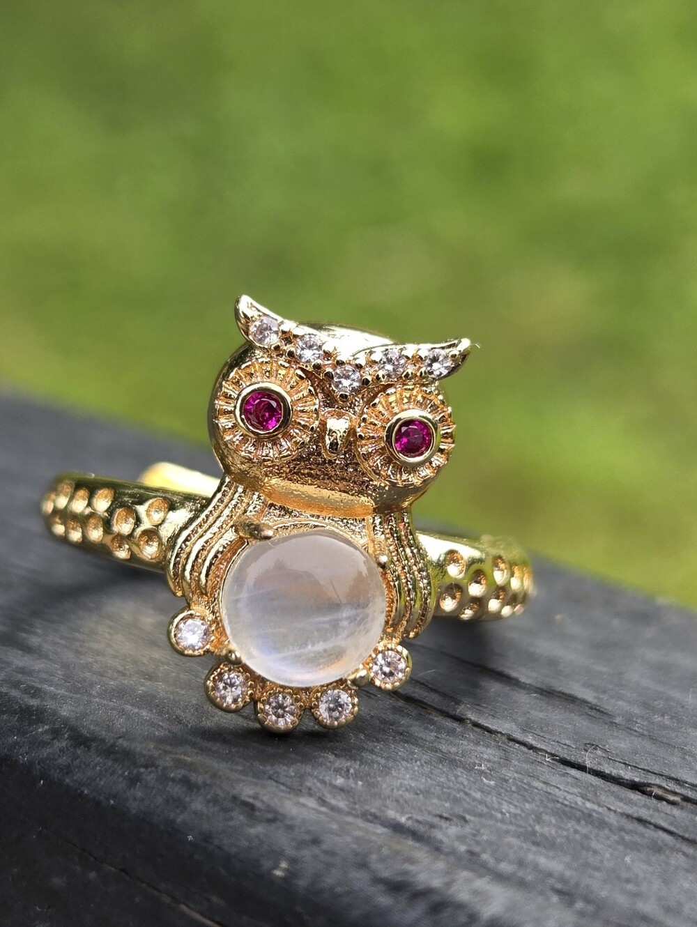 Wise Owl Moonstone S925 Statement Ring